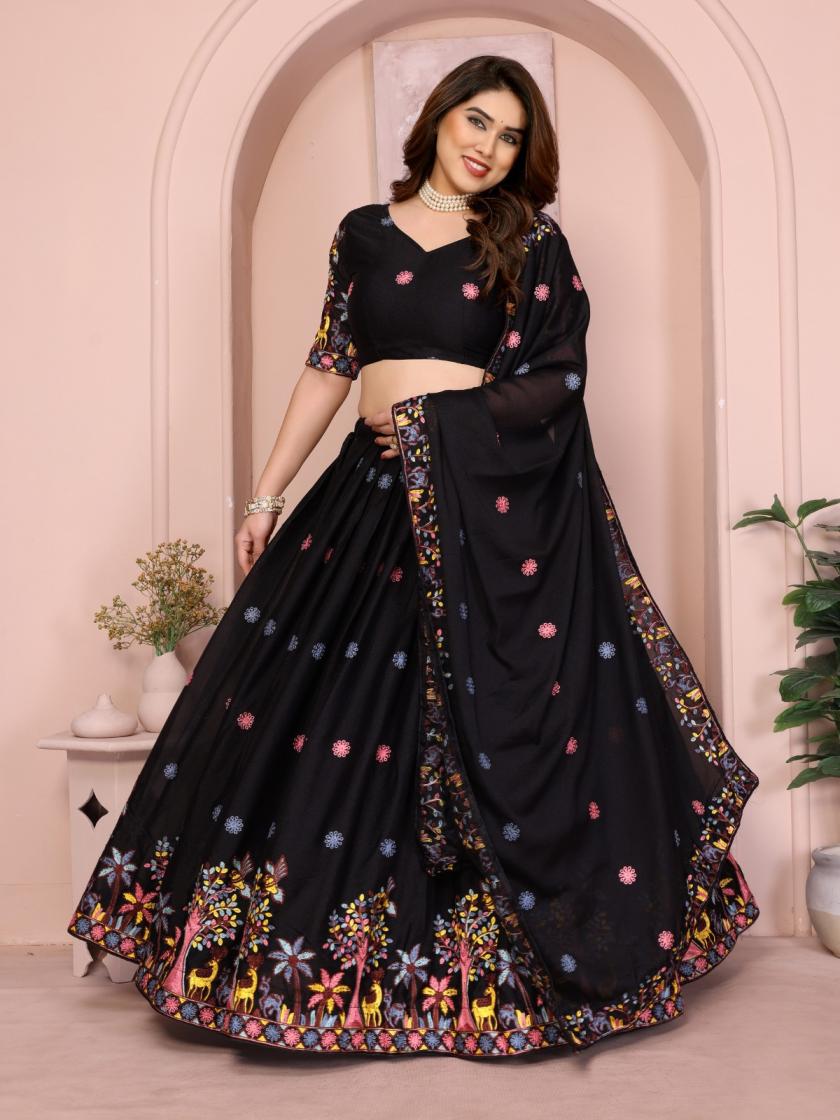 NATURAL STAR GEORGETTE STITCH LEHENGA UNSTITCH BLOUSE FOR OCCASION 