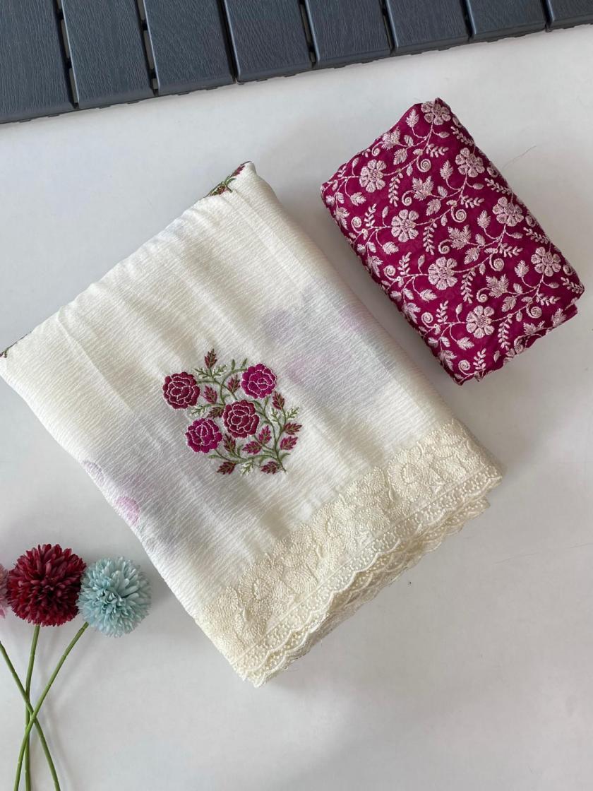 NAVYA PRETTY LOOK CRUSH GEORGETTE CHIFFON SAREES  