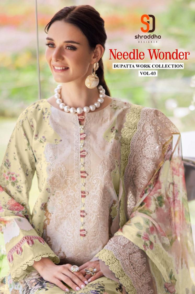 SHRADDHA DESIGNER NEEDLE WONDER VOL 3 COTTON MODERN PAKISTANI SUITS 