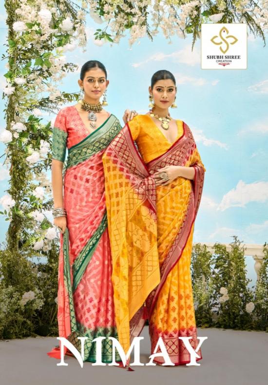 SHUBH SHREE CREATION NIMAY DULL MOSS BRASSO SAREES BEST WHOLESALER 