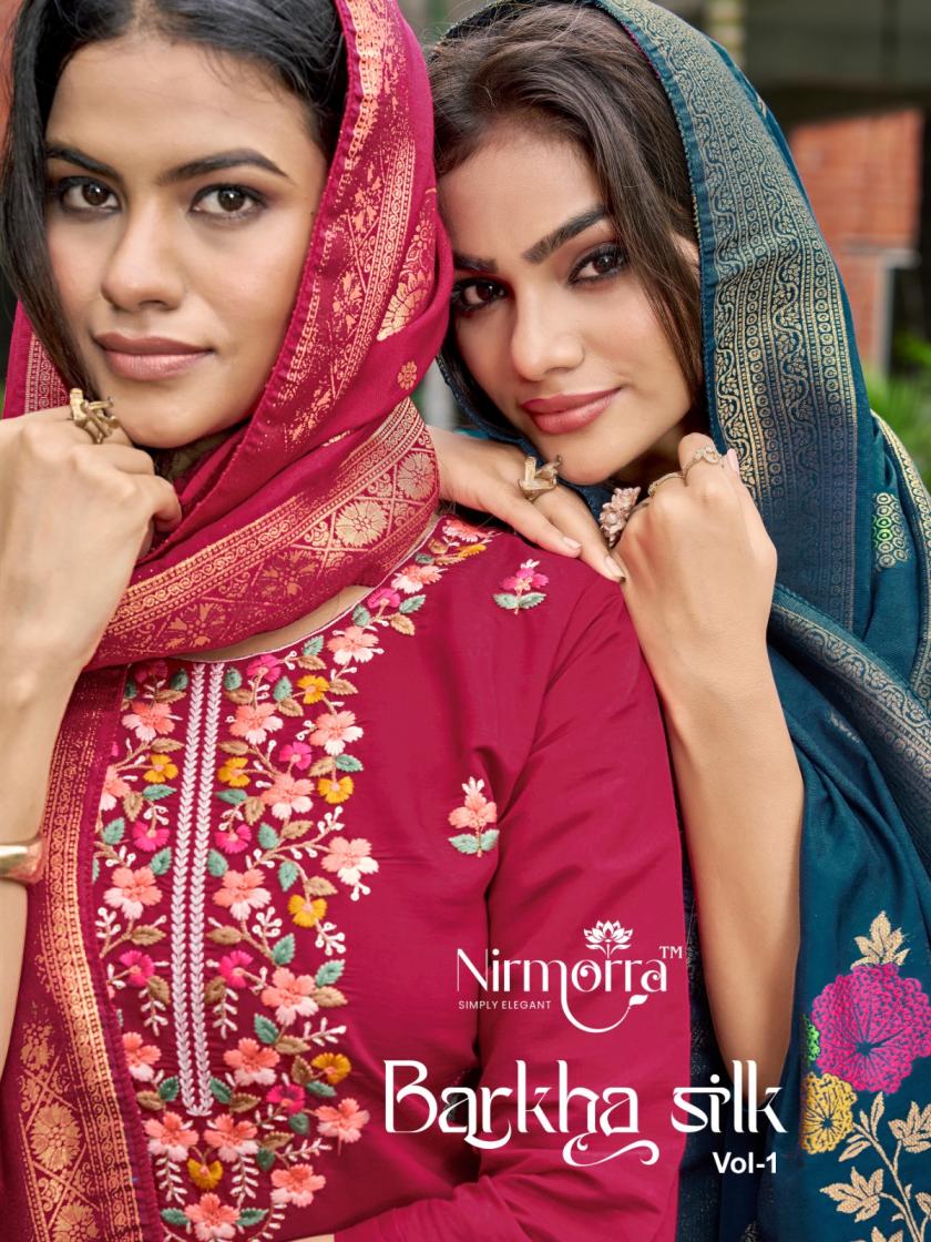 BARKHA SILK VOL 1 BY NIRMORRA READYMADE PREMIUM SILK DESIGNER SUITS 
