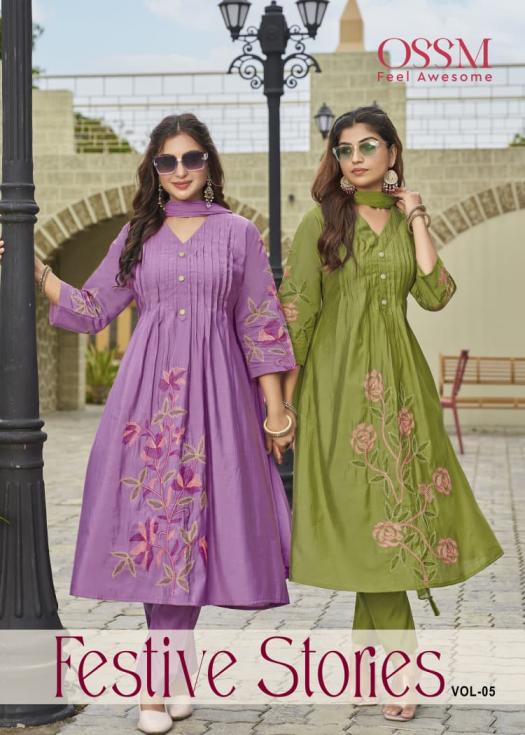 FESTIVE STORIES VOL 5 BY OSSM READYMADE PRETTY ROMAN SILK PLUS SIZE SUITS 