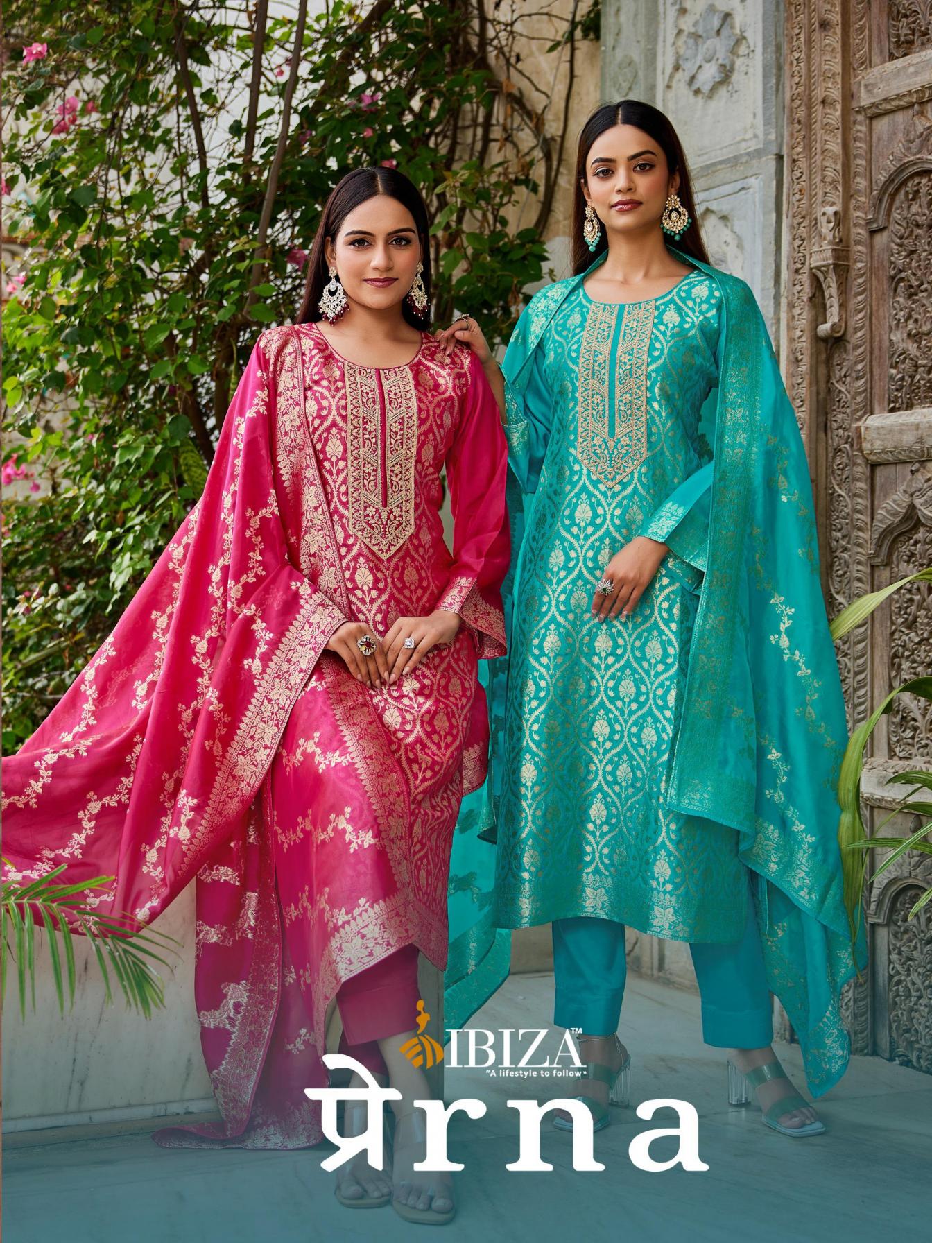 IBIZA PRERNA PRETTY BANGLORY SILK JACQUARD UNSTITCH SUITS 