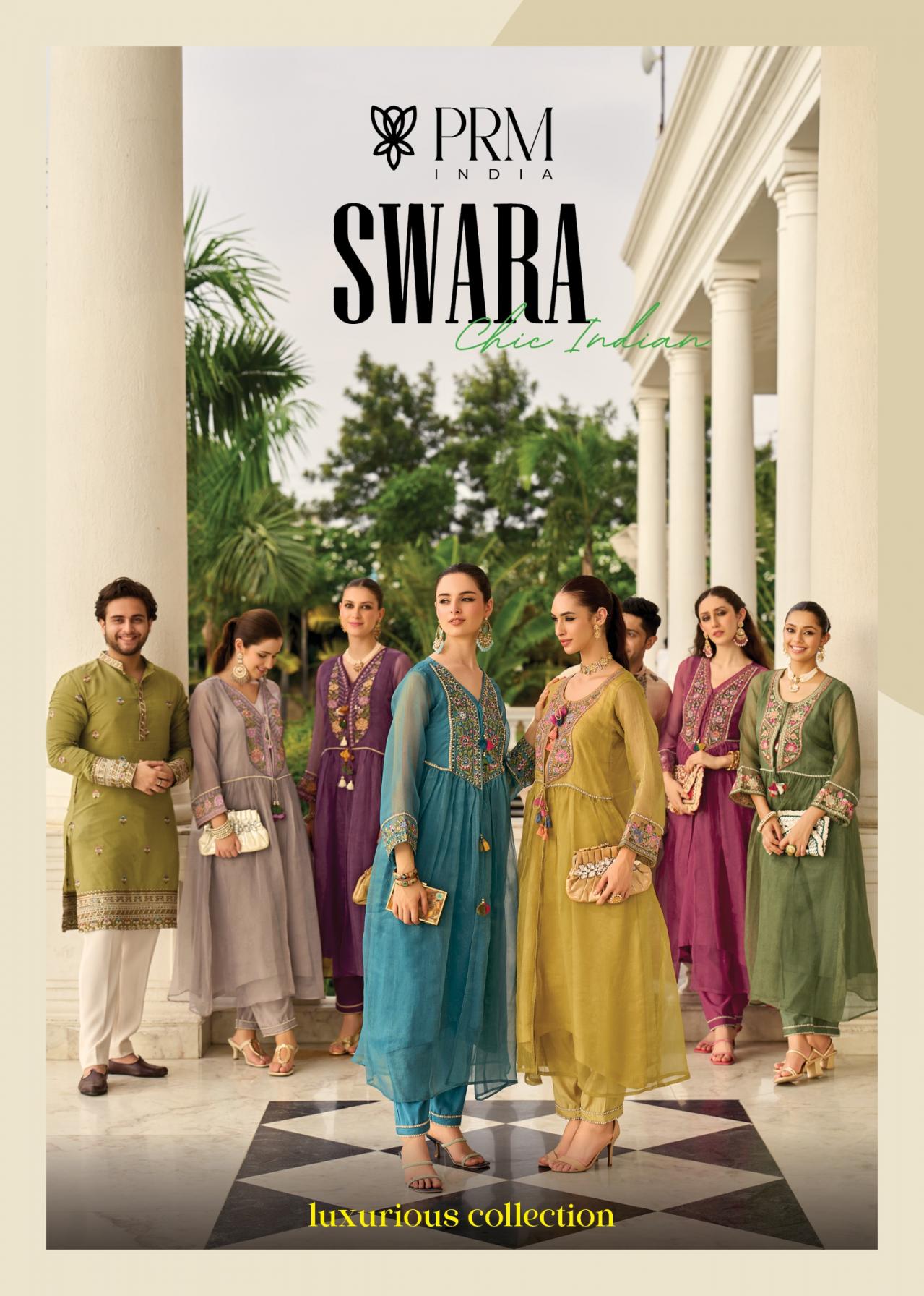 SWARA BY PRM INDIA CRUSE ORGANZA FULL STITCH DESIGNER KURTI WITH PAIR