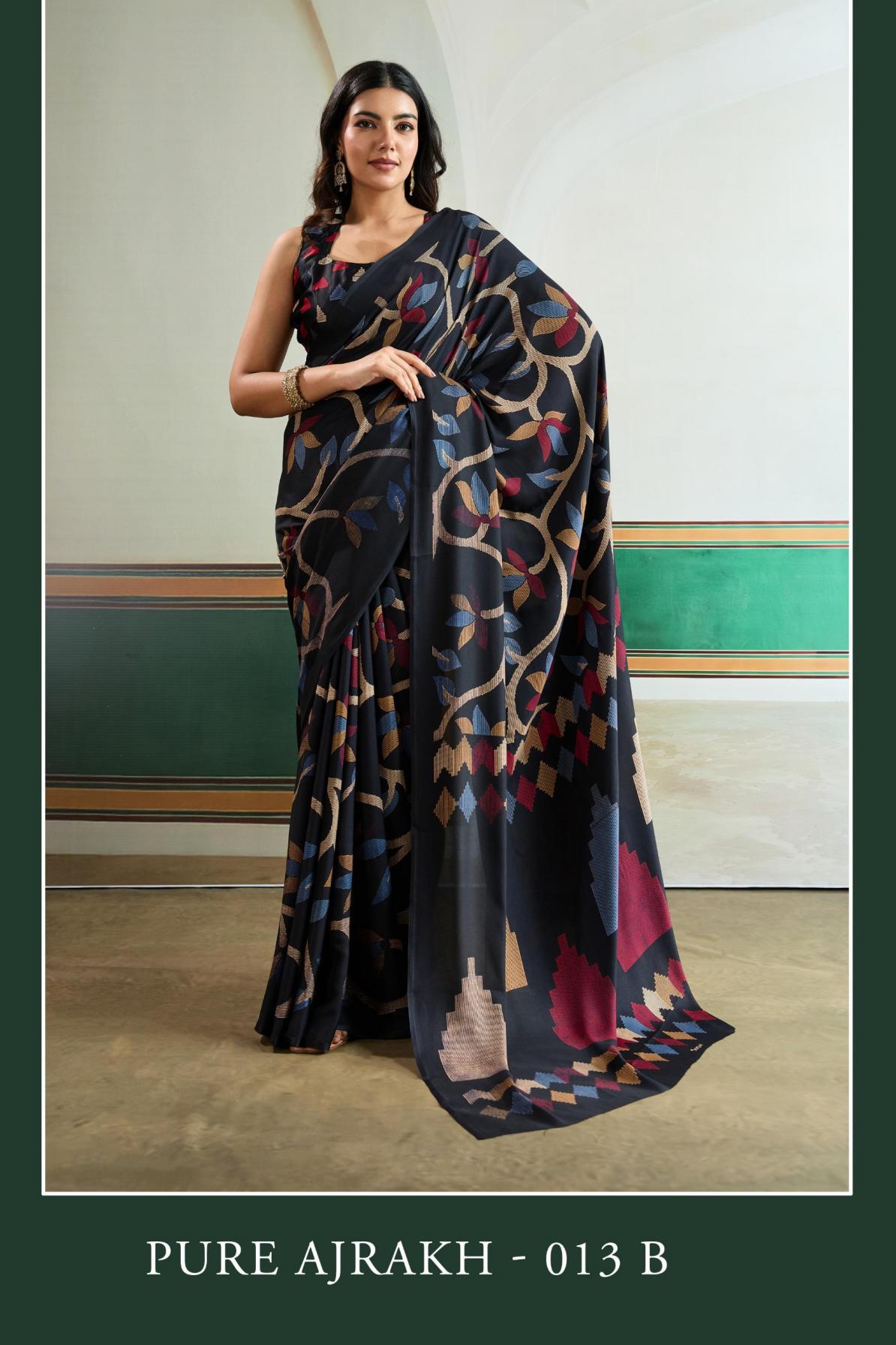 RAJTEX PURE AJRAKH 013 MODAL SATIN PRINTED AMAZING SAREES 
