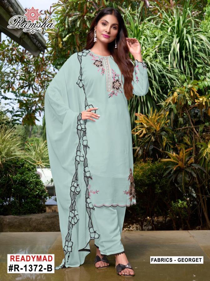 RAMSHA R 1372 NX HIT DESIGN GEORGETTE PAKISTANI FULL STITCH 3PCS DRESS