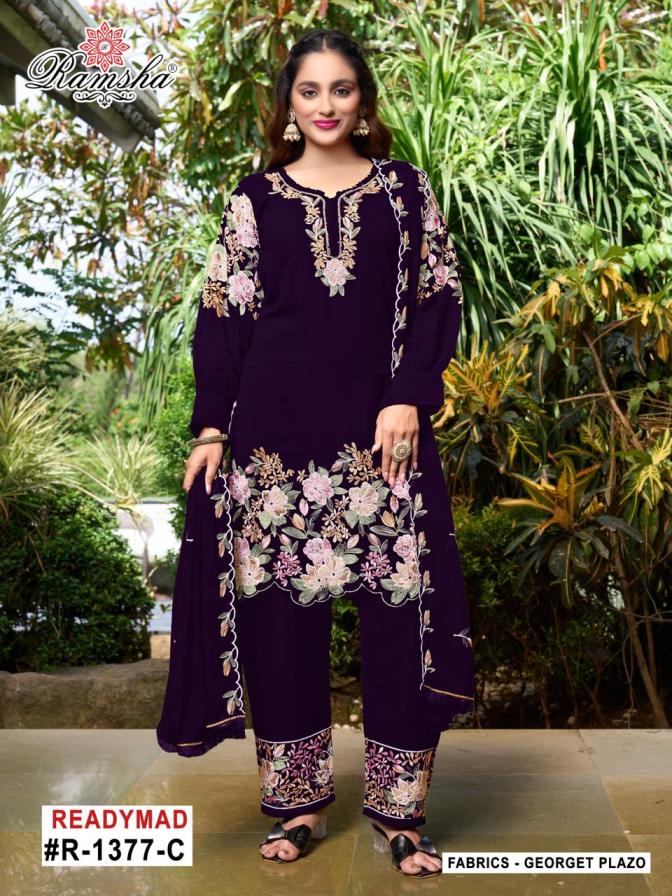 RAMSHA R 1377 NX GEORGETTE READYMADE PLAZZO PAKISTANI 3PCS DRESS