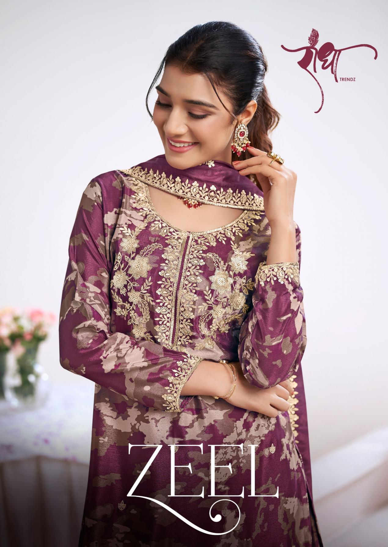 ZEEL BY RADHA TRENDZ READYMADE CHINON PLAZZO STYLE 3PCS DRESS 