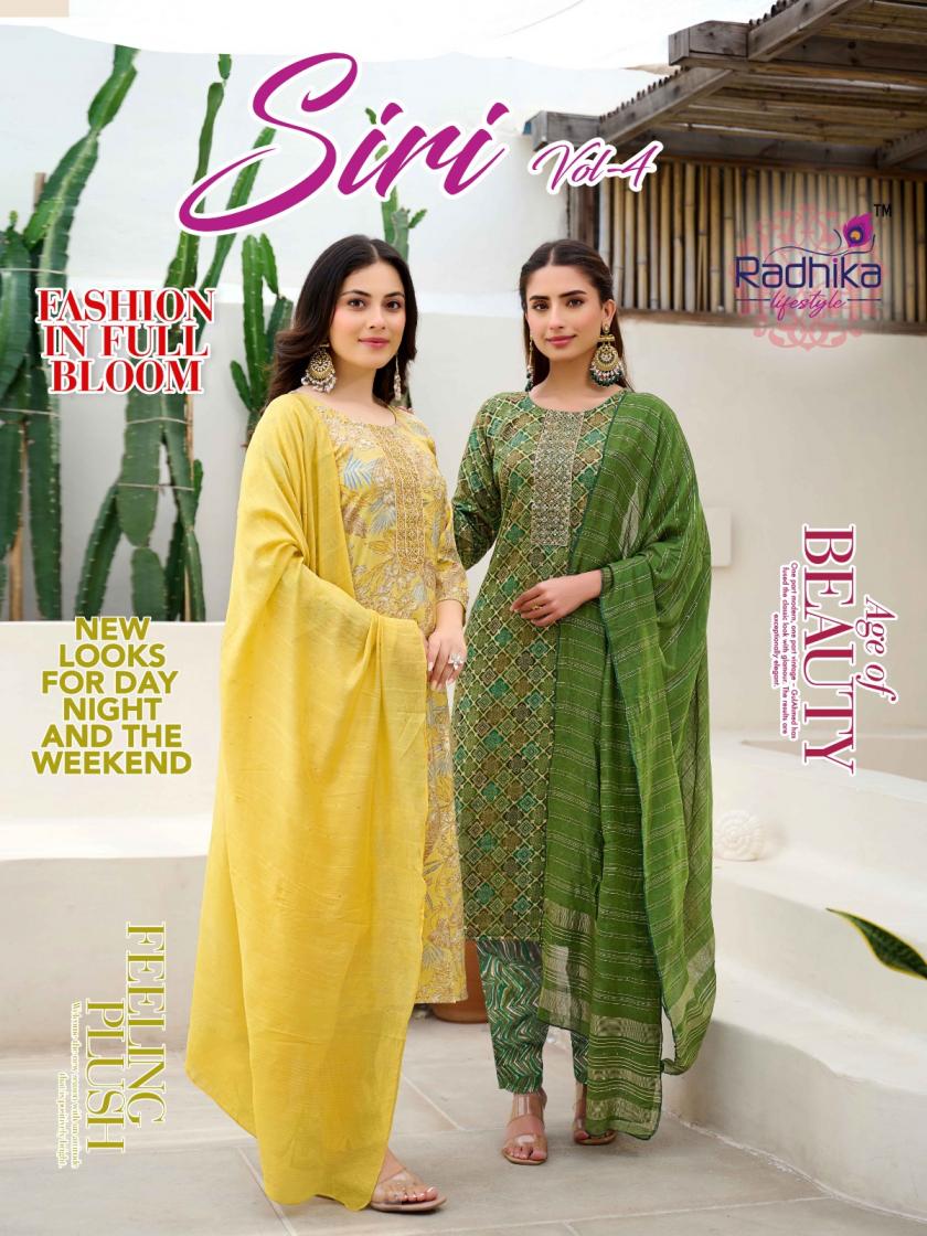 SIRI VOL 4 BY RADHIKA LIFESTYLE FULL STITCH BIG SIZE RAYON CAPSULE PRINTED SUITS 