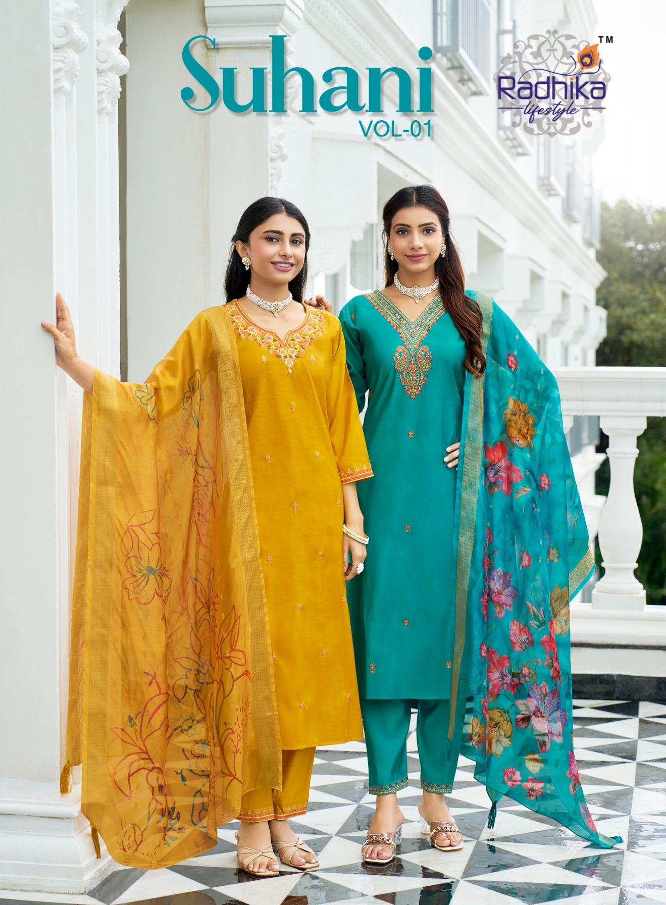 SUHANI VOL 1 BY RADHIKA LIFESTYLE ROMAN SILK READYMADE PLUS SIZE 3PCS DRESS