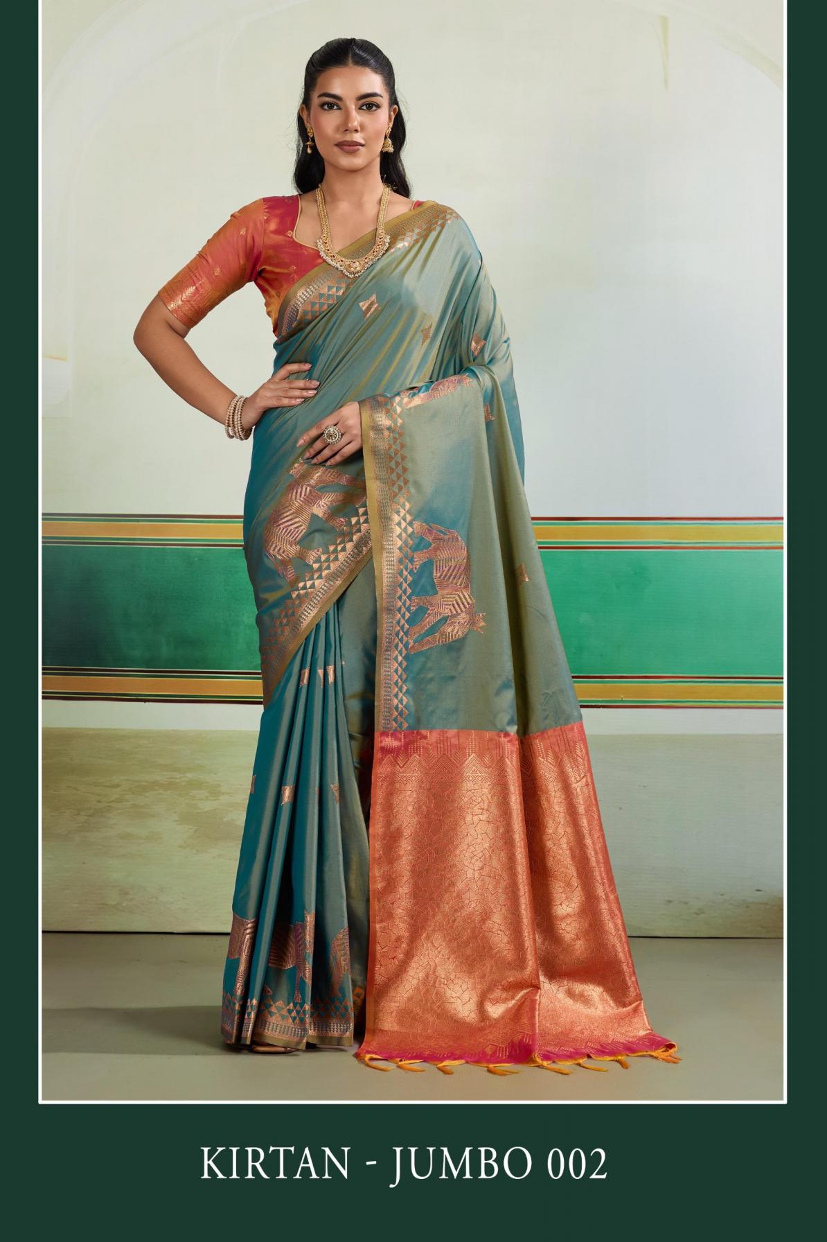 KIRTAN JUMBO 005 BY RAJTEX SILK HANDLOOM WEAVING STYLISH SAREES  