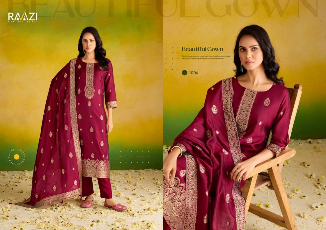 AANAYA BY RAAZI RAMA FASHION BEMBERG WOVEN SILK JACQUARD 3PCS DRESS