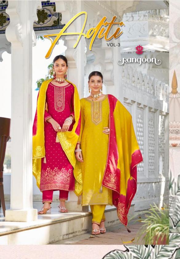 ADITI VOL 3 BY RANGOON VISCOSE JACQUARD PRETTY READYMADE 3PCS DRESS