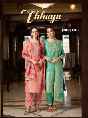 CHHAYA BY RANGOON FULL STITCH MUSLIN JACQUARD PRETTY 3PCS DRESS