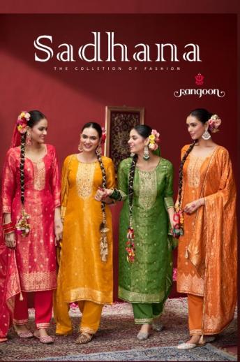 SADHANA BY RANGOON READYMADE SIMMER JACQUARD SUITS FOR WOMENS 
