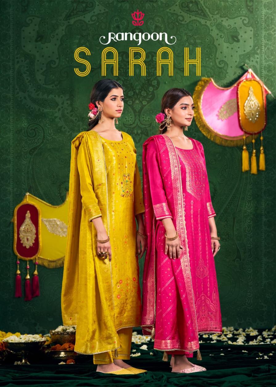 SARAH BY RANGOON FULL STITCH STYLISH RUSSIAN JACQUARD 3PCS DRESS