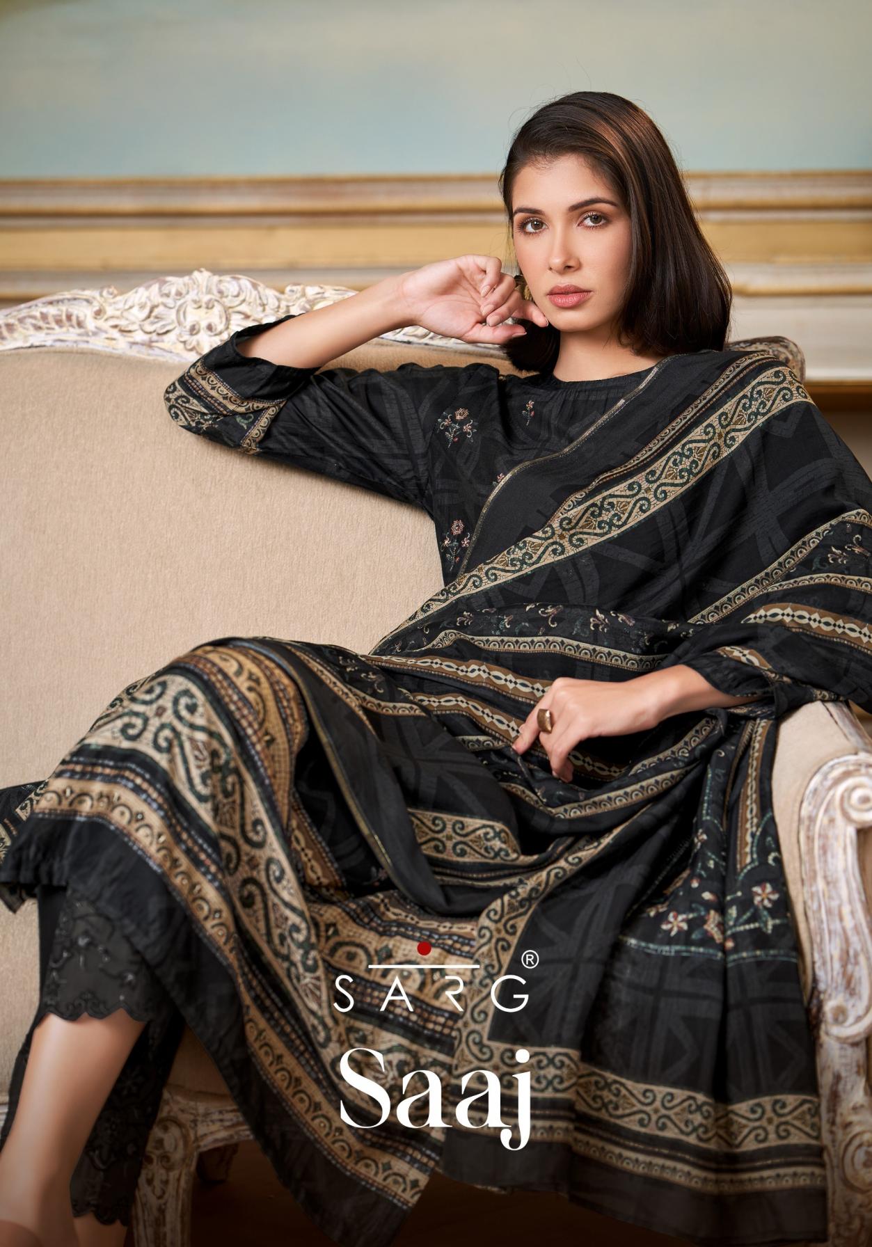 SARG SAHIBA LAUNCH SAAJ ELEGANCE MUSLIN SILK FANCY PAKISTANI SUITS 