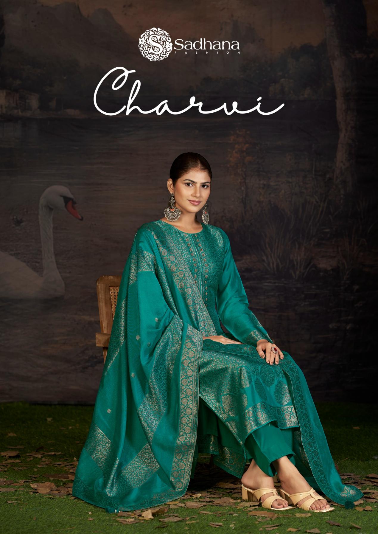 CHARVI BY SADHANA FASHION VISCOSE WOVEN SILK JACQUARD UNSTITCH DRESS