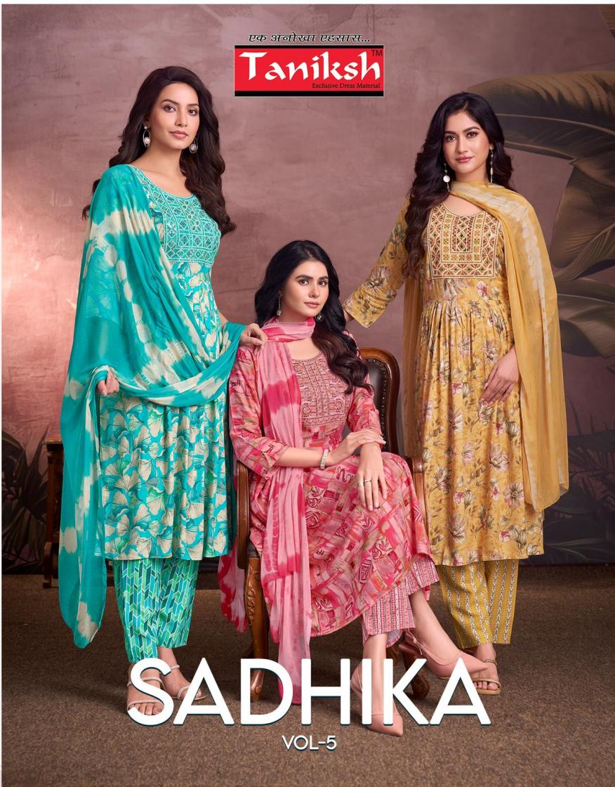 TANIKSH SADHIKA VOL 5 RAYON FULLY STITCH FANCY SUIT FOR WOMENS 