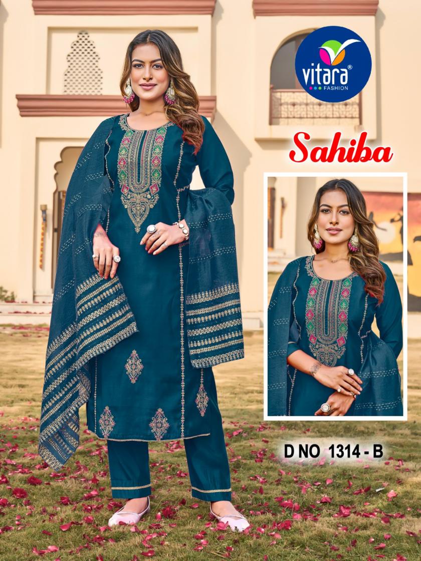 VITARA FASHION SAHIBA ROMAN SILK FULL STITCH LUXURY COMBO SUITS