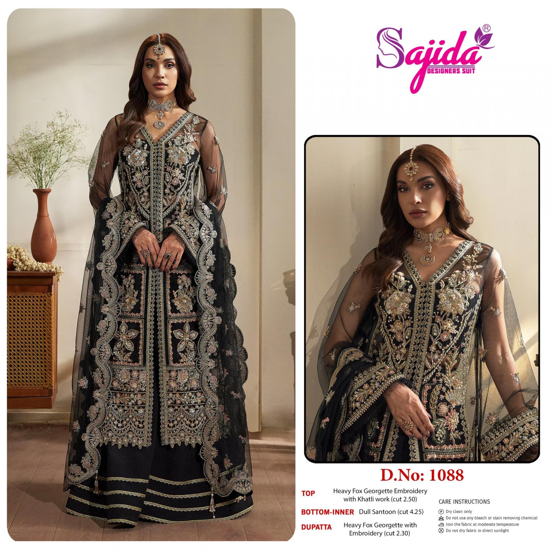 1088 BY SAJIDA DESIGNER GEORGETTE MODERN PAKISTANI MATERIALS 