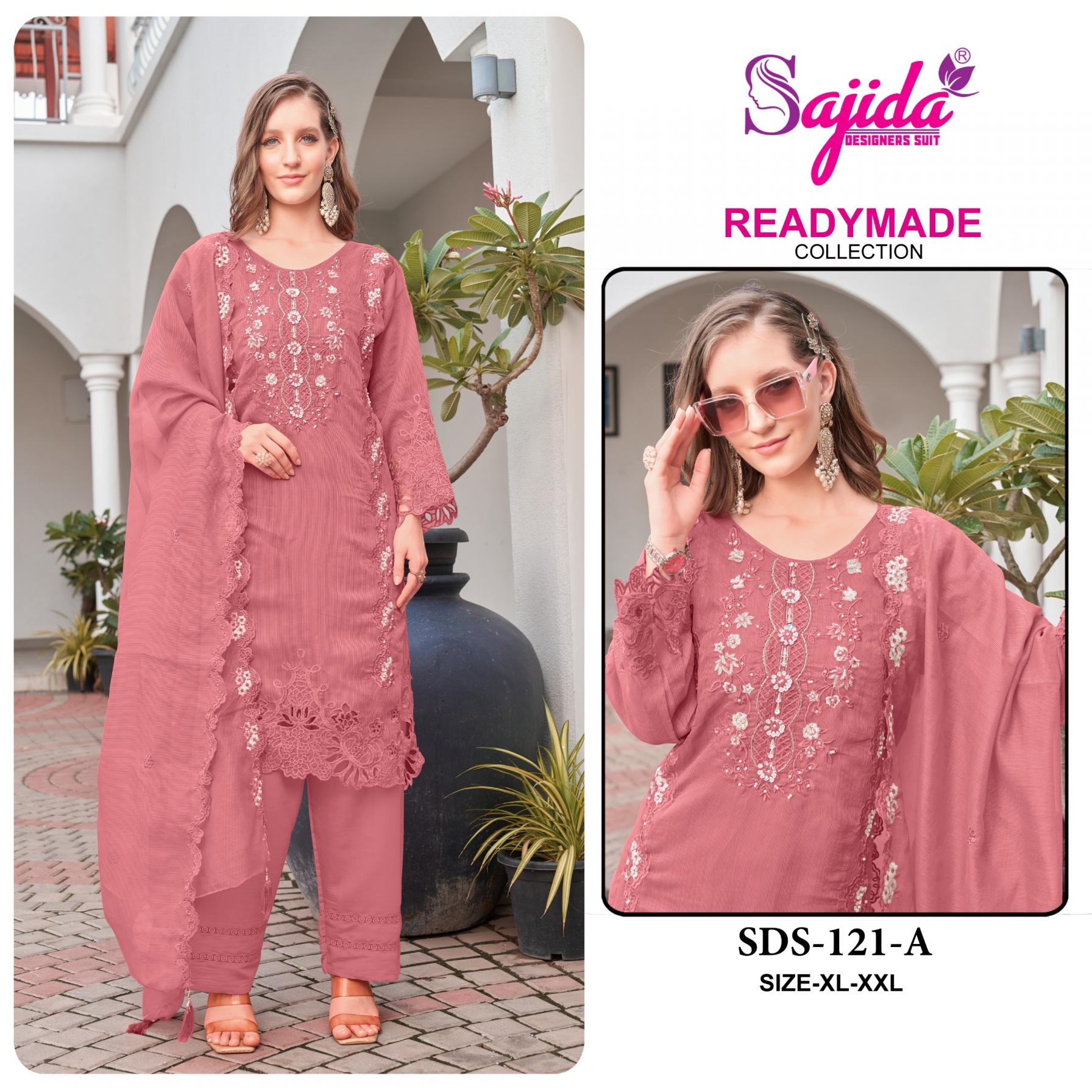 121 BY SAJIDA DESIGNER VISCOSE ORGANZA PAKISTANI SUIT FOR WOMENS 