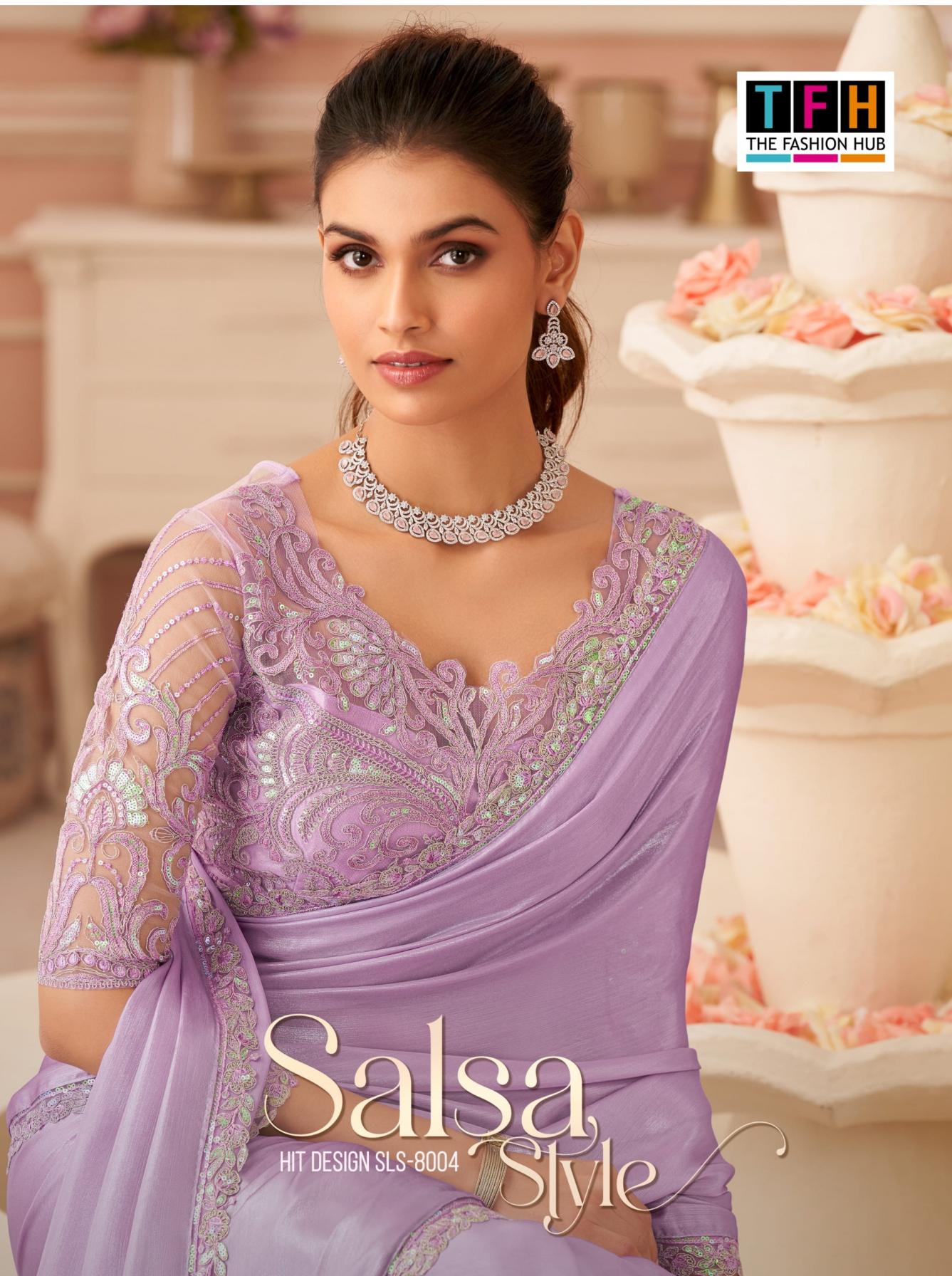 TFH SALSA STYLE 8004 CHIFFON SHIMMER PRETTY LOOK SAREES 