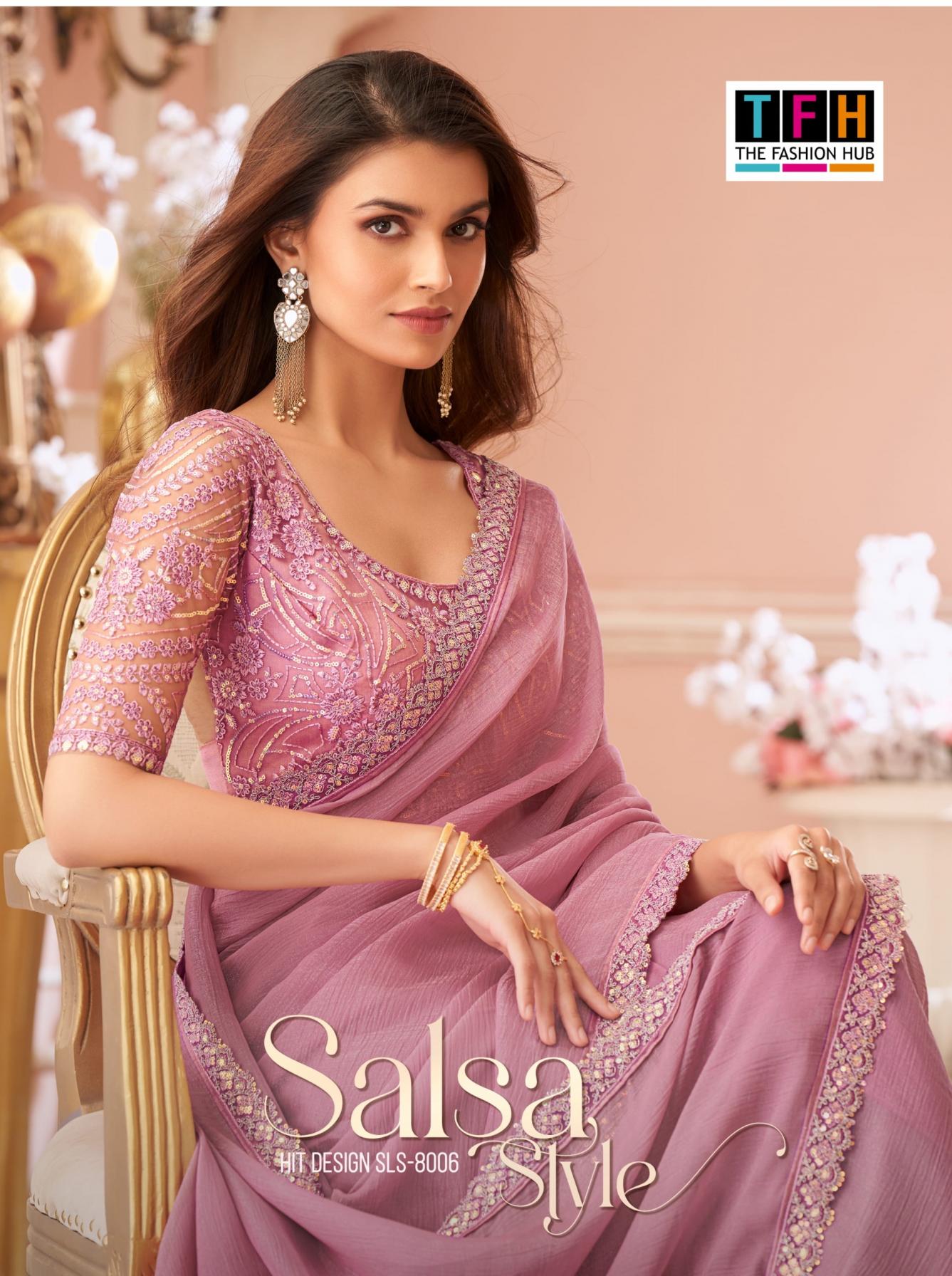 TFH SALSA STYLE 8006 OCCASION WEAR CRYSTAL GEORGETTE SAREES 