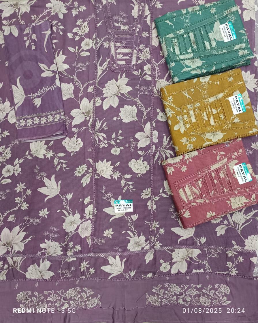 PAYAL BY SARGAM PRINTS BEMBERG MUSLIN UNSTITCH 3PCS DRESS