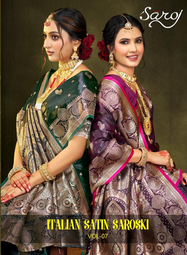 Italian silk saroski Saroj vol.7  satin silk saree