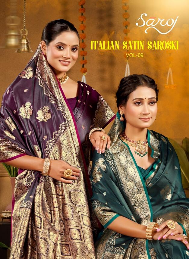 Italian silk saroski Saroj vol.9  satin silk saree