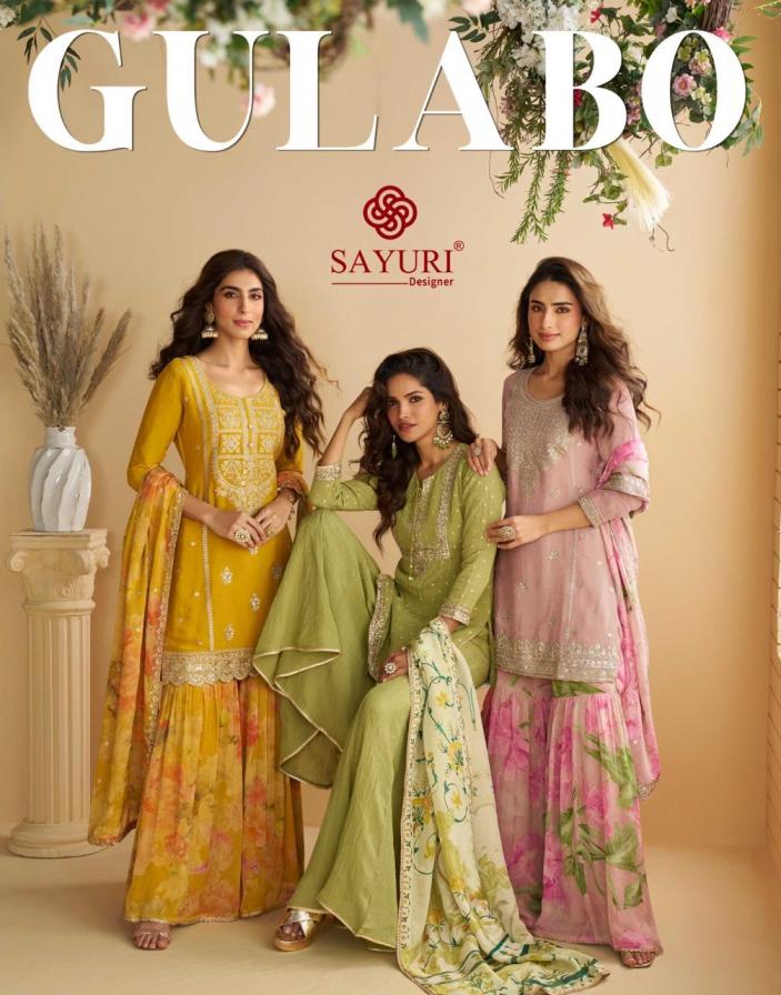 GULABO BY SAYURI DESIGNER CHINON SILK READYMADE PLAZZO KURTI WITH DUPATTA 