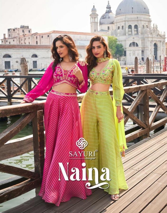 NAINA BY SAYURI DESIGNER FULL STITCH VISCOSE JACQUARD SILK PLAZZO WESTERN DRESS