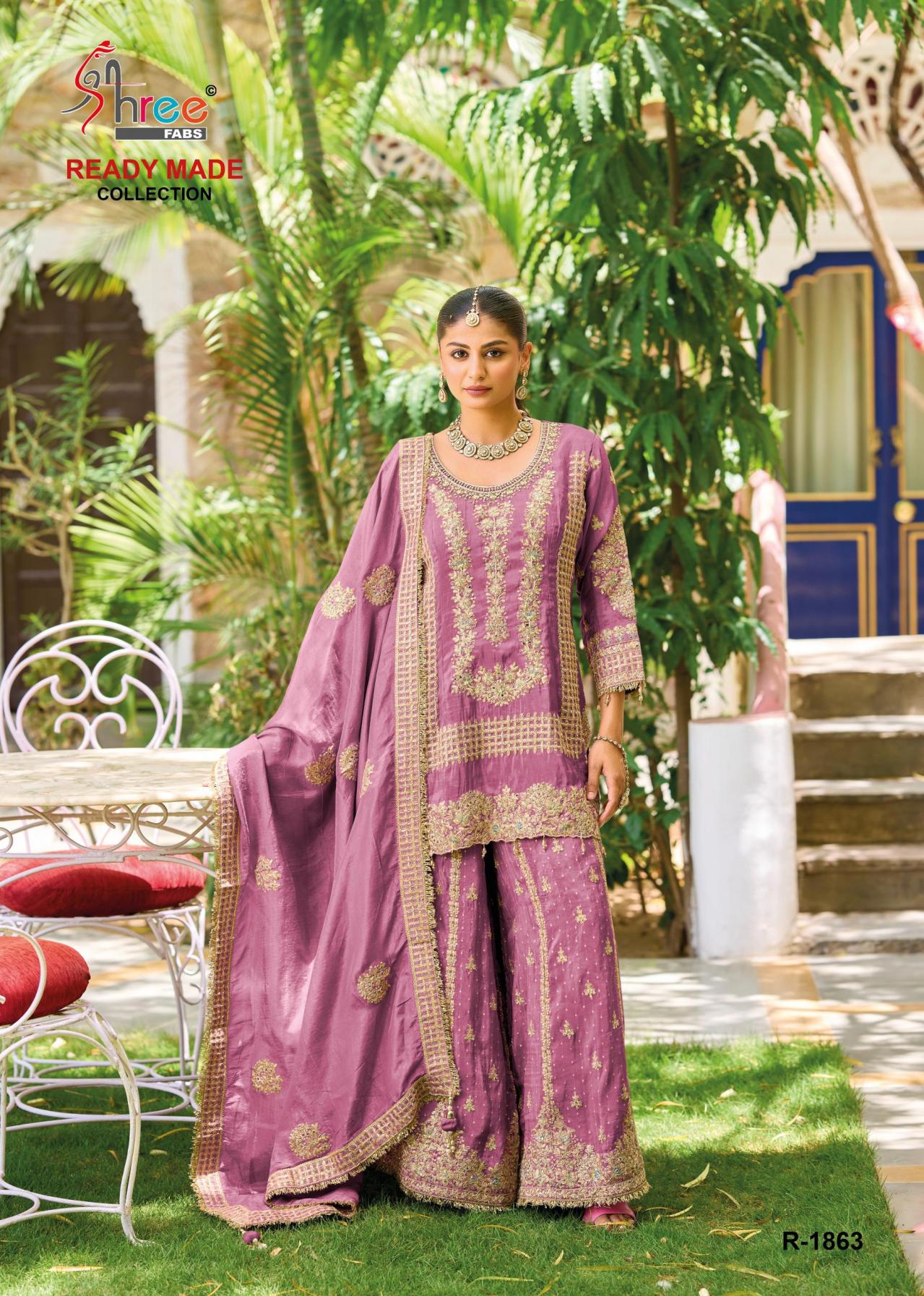 1863 BY SHREE FABS VISCOSE SIMMER MODERN PAKISTANI FULL STITCH PLAZZO DRESS
