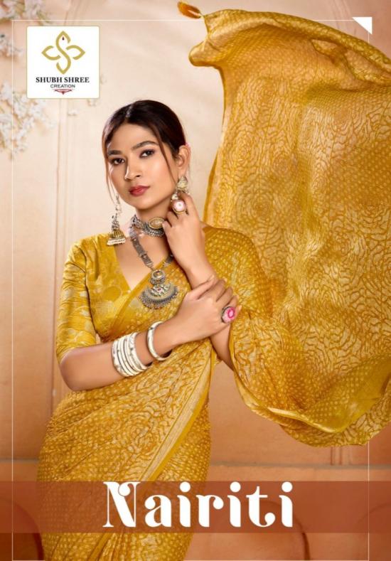 NAIRITI BY SHUBH SHREE CREATION CHIFFON CHEQS BRASSO SAREES ONLINE 