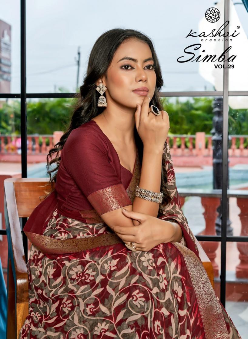 KASHVI CREATION SIMBA VOL 29 GEORGETTE LAHARIYA PRINT SAREE ONLINE 