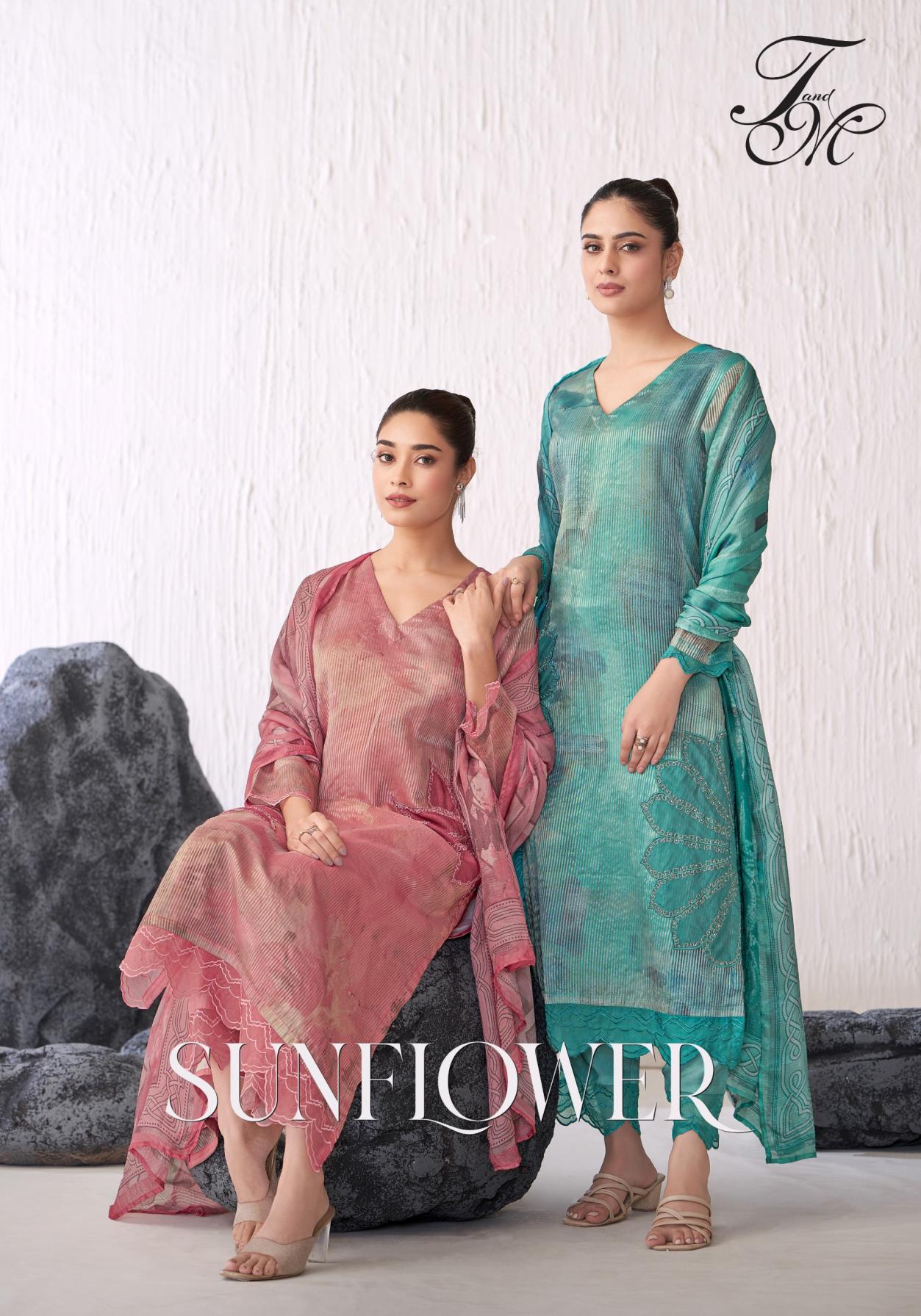 SUNFLOWER BY T&M SAHIBA AMAZING SILK JARI UNSTITCH SUITS 
