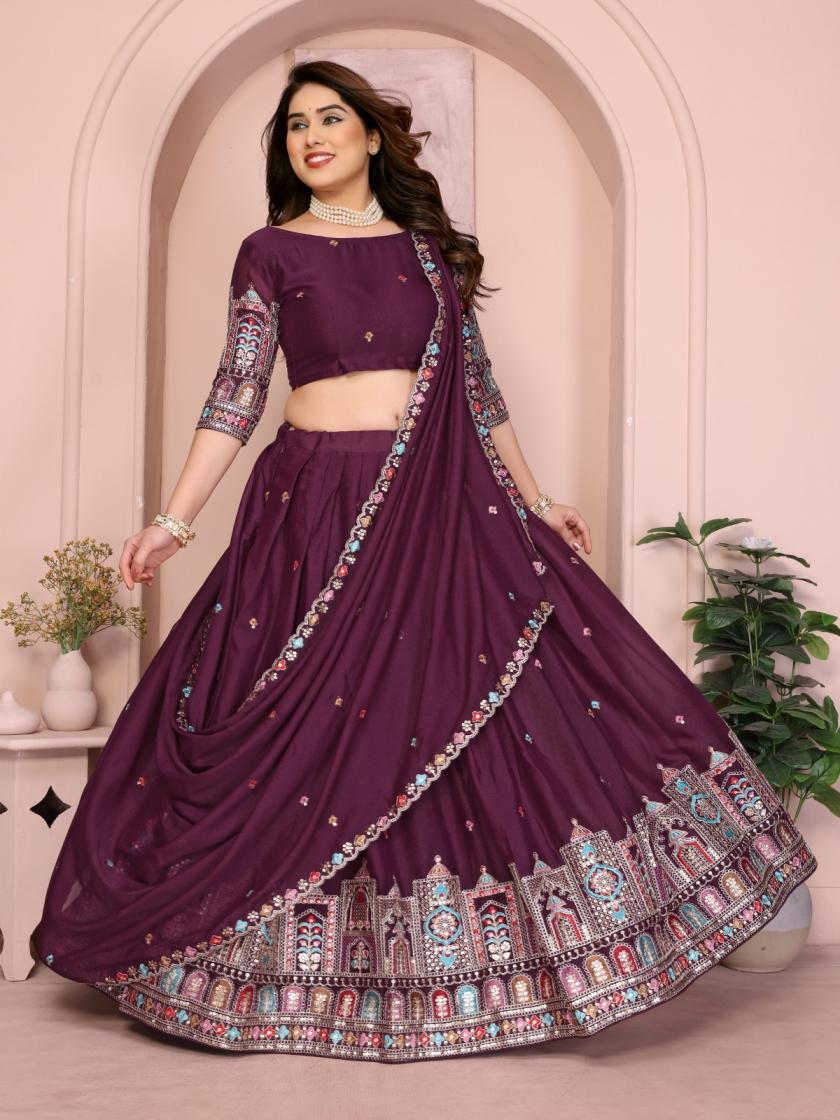 TAJMAHEL STAR GEORGETTE STITCH LEHENGA UNSTITCH CHOLI FOR GIRLS 