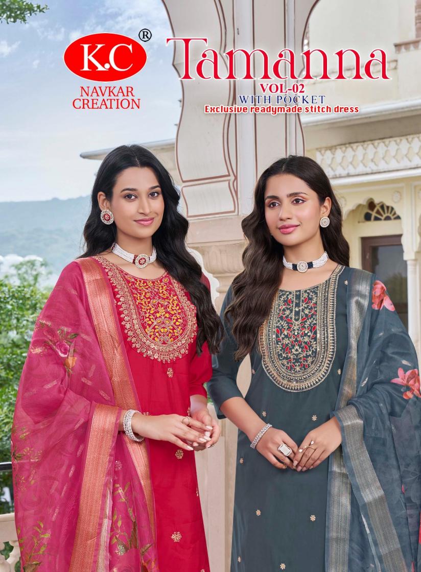 NAVKAR CREATION TAMANNA VOL 2 FULL STITCH ROMAN SILK 3PCS DRESS ONLINE 