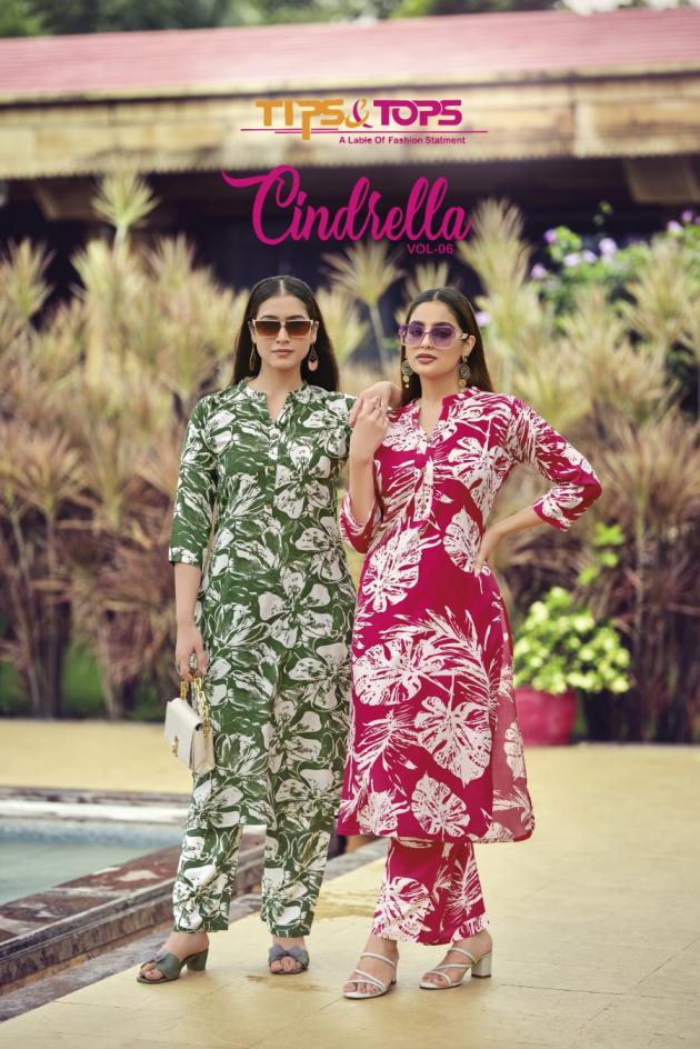 CINDRELLA VOL 6 BY TIPS & TOPS RAYON CASUAL READYMADE CO-ORD SET 