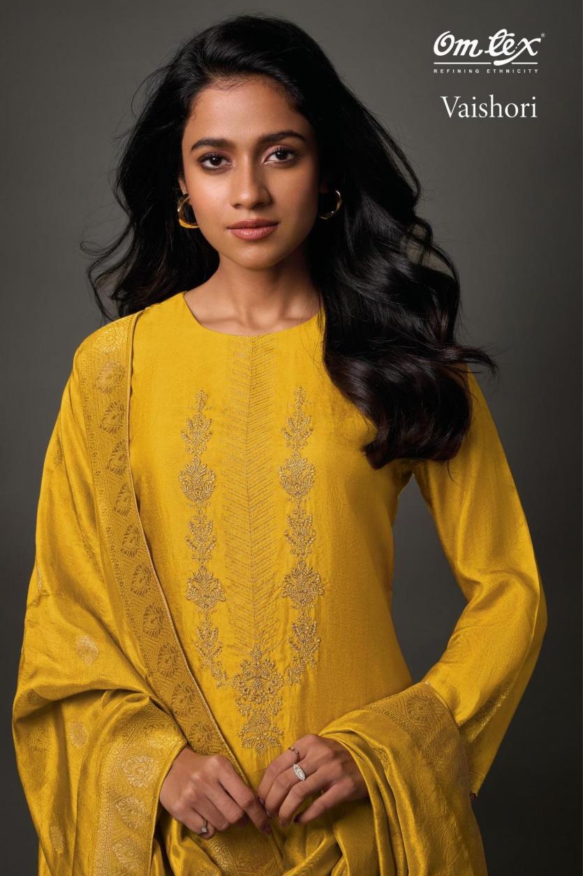 OMTEX VAISHORI OLIVA SILK ELEGANT STYLE DRESS MATERIALS 