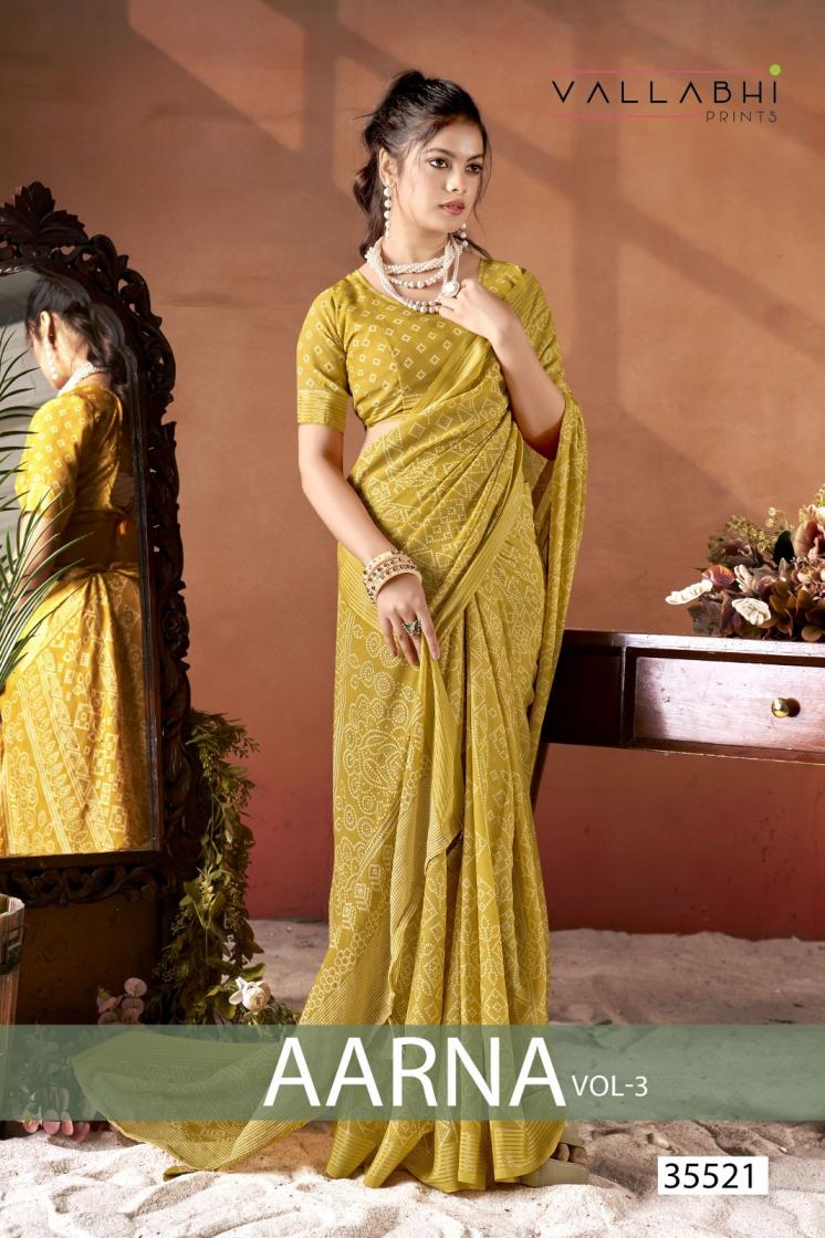 AARNA VOL 3 BY VALLABHI PRINTS MOSS GEORGETTE SAREE FOR WOMENS 