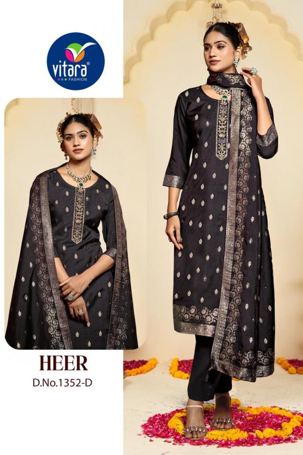 HEER BY VITARA FASHION MUSLIN WEAVING JACQUARD FULL STITCH COMBO SUITS 
