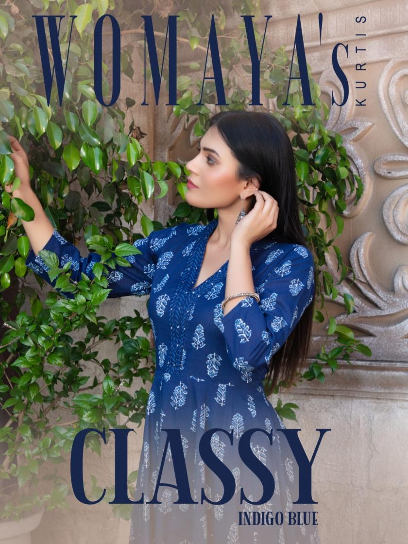 CLASSY INDIGO BLUE BY WOMAYA COTTON COMBO FULL STITCH PLAZZO DRESS