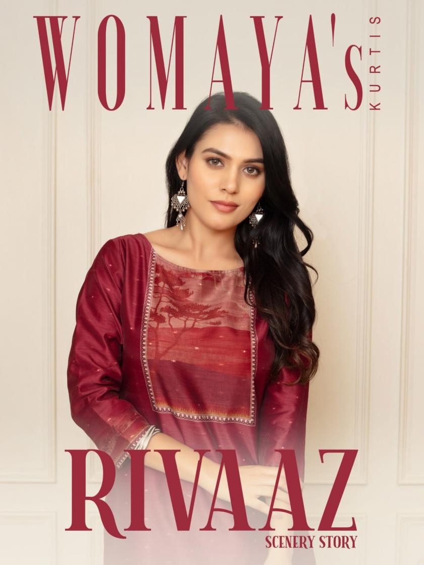RIVAAZ SCENERY STORY BY WOMAYA READYMADE SILK JACQUARD COMBO 3PCS DRESS