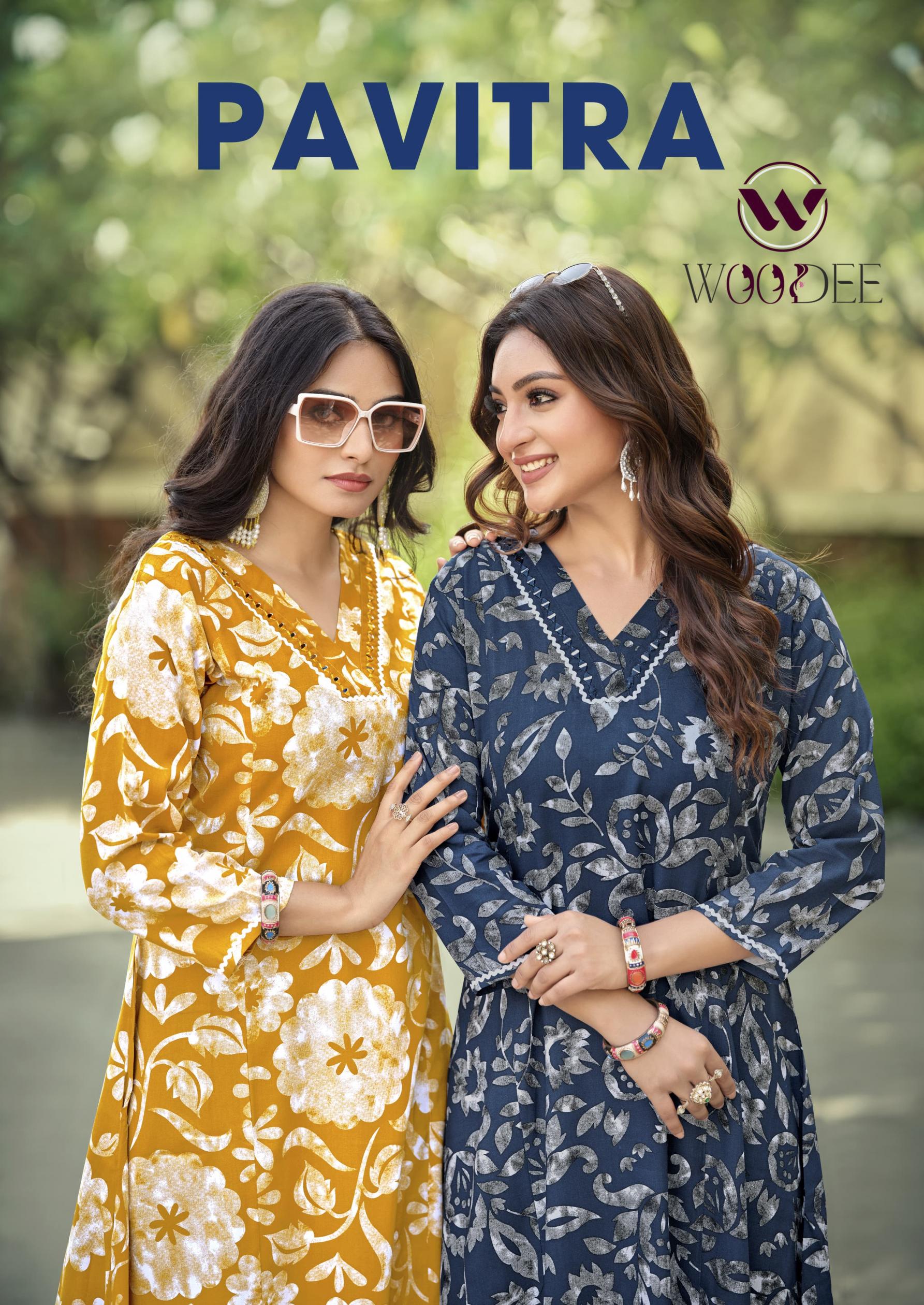 PAVITRA BY WOODEE RAYON FANCY FULL STITCH A- LINE CO-ORD SETS 