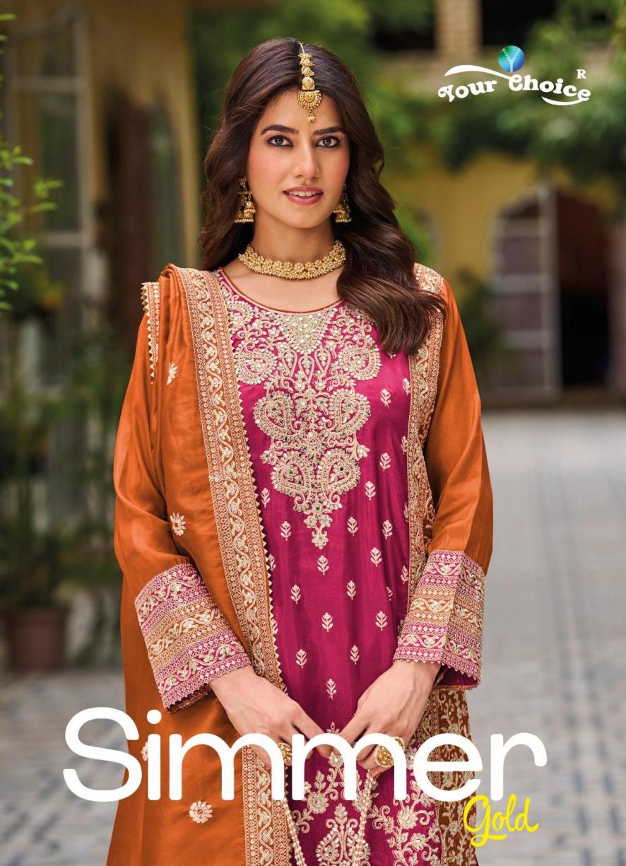 SIMMER GOLD BY YOUR CHOICE CHINON FULL STITCH MODERN PAKISTANI DRESS