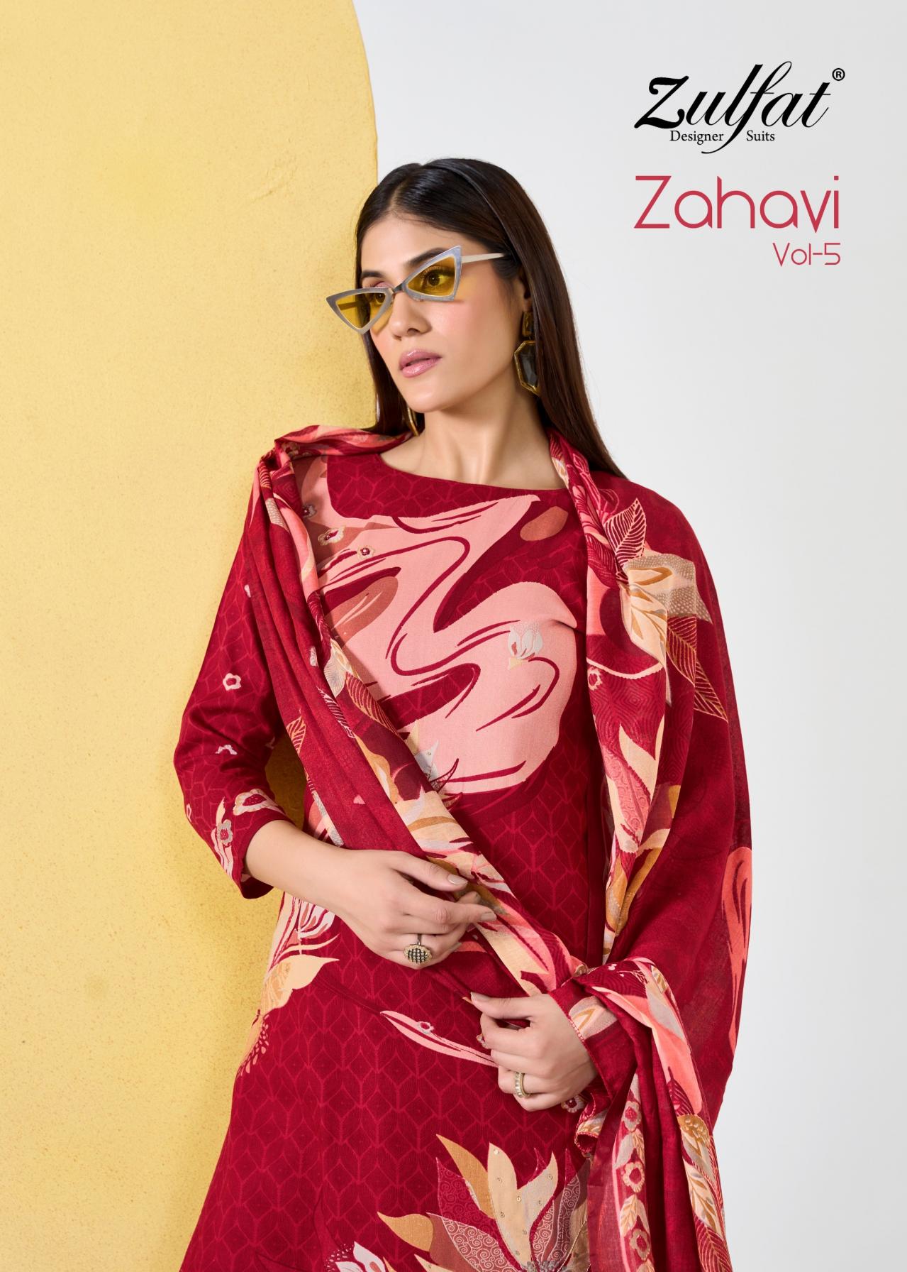 ZULFAT DESIGNER ZAHAVI VOL 5 VISCOSE RAYON PAKISTANI SUITS  