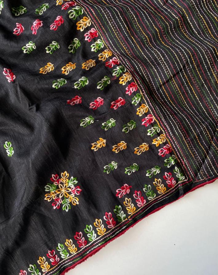 1008 AMAZING JUTE TUSSAR KASHMIRI EMBRAIDED SAREES 