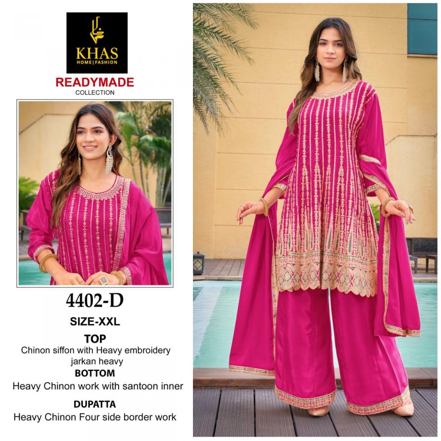KHAS 4402 FULLY STITCH CHINON CHIFFON PLAZZO SUITS ONLINE 
